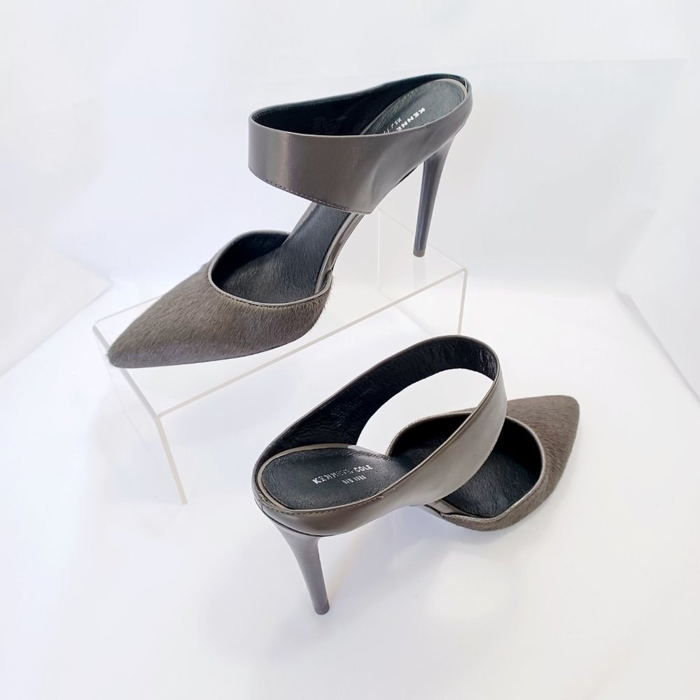 Kenneth Cole New York Wendy High Heel Pointed Toe Mule Charcoal Gray 9M